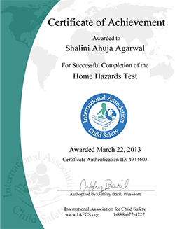  Certificate International Association for Child Safety, USA.